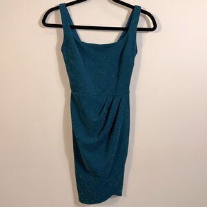 Dee Elly Teal Sparkly Sleeveless Party Mini Dress Women Size XS